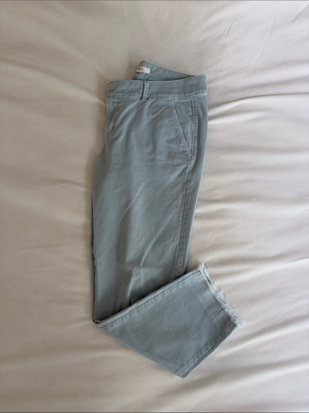 LOFT Light Blue Cropped Frayed Hem Pants